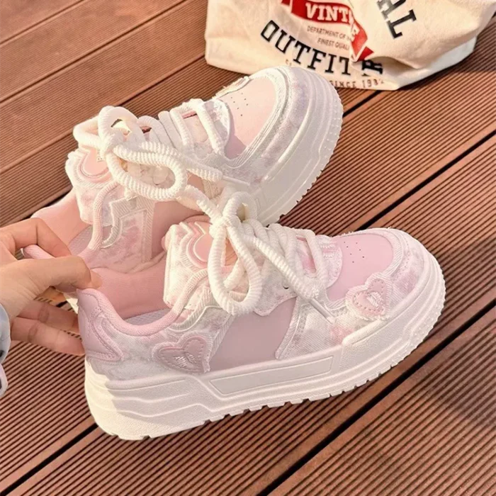 Kawaii Pink Heart Platform Sneakers β Soft Girl Style