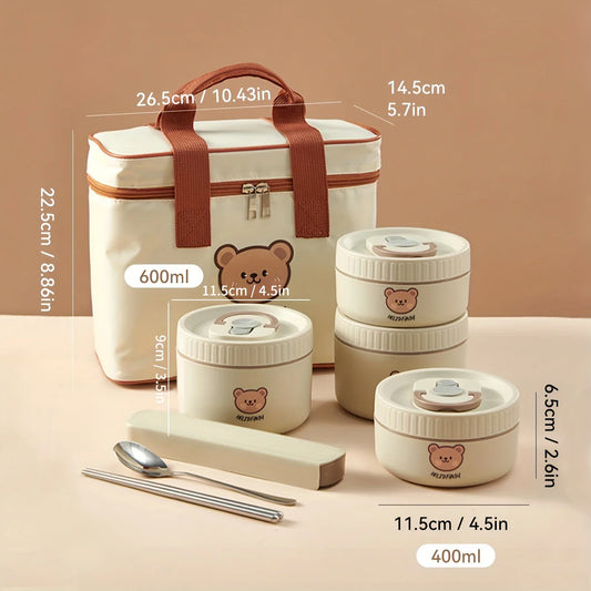 Bear & Bliss – Kawaii Bento Box Set with Thermal Tote