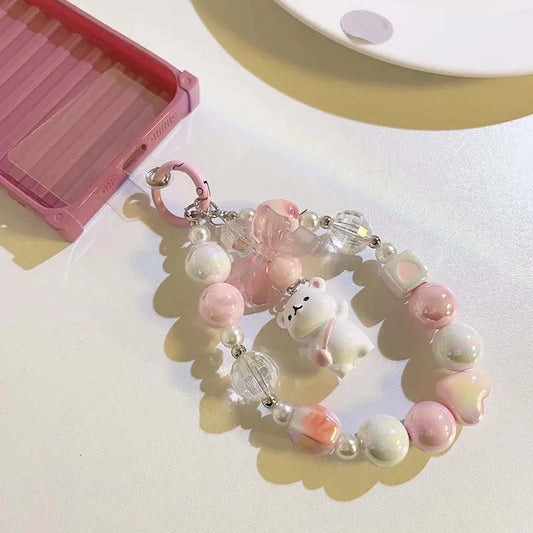 Sweet Pastel Bear Charm Wrist & Phone Strap