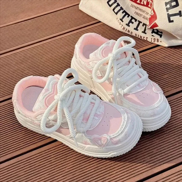Kawaii Pink Heart Platform Sneakers β Soft Girl Style