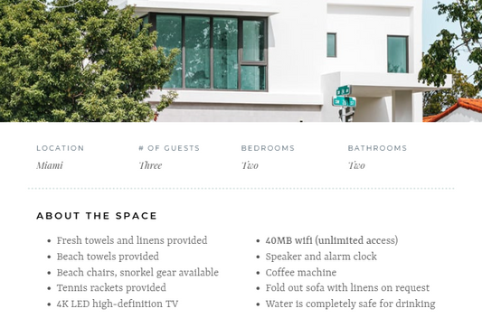 Modern Vacation Home Welcome Template | Miami Beach Rental Guide PDF