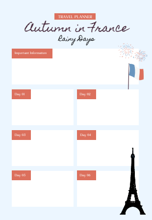 Autumn in France Travel Planner (5 Pages)