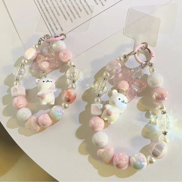 Sweet Pastel Bear Charm Wrist & Phone Strap