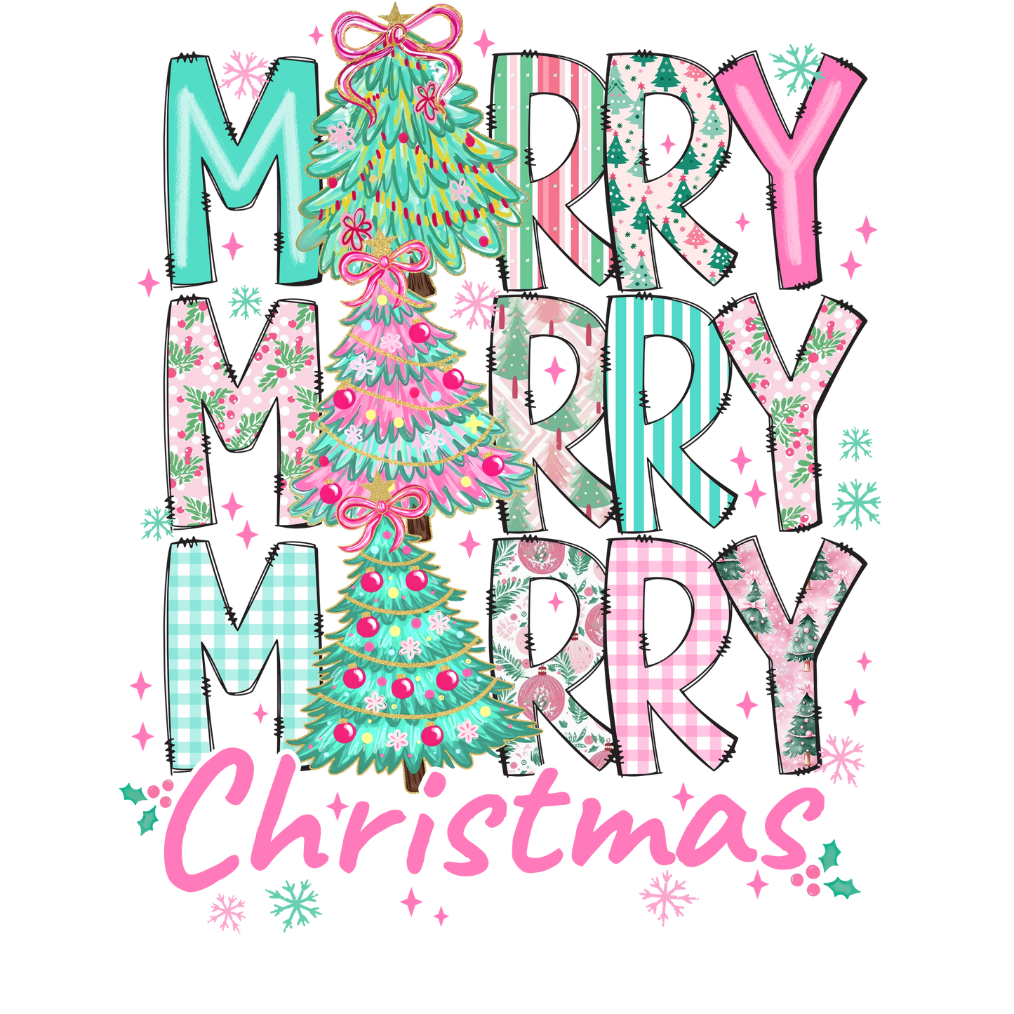 Merry Merry Christmas Tree Printable (Digital Download)