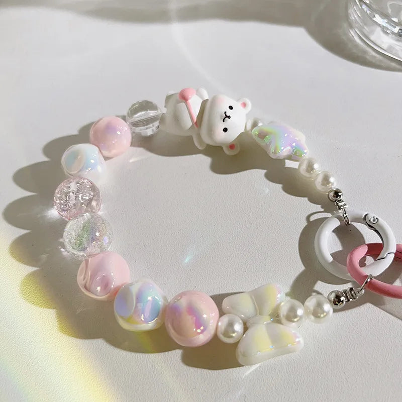 Sweet Pastel Bear Charm Wrist & Phone Strap