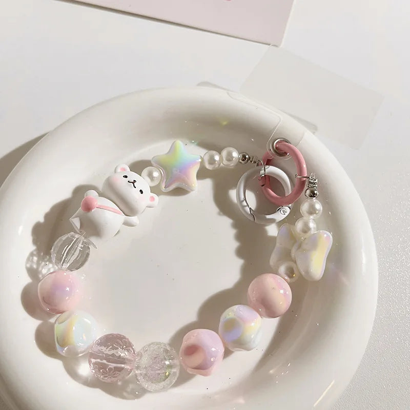 Sweet Pastel Bear Charm Wrist & Phone Strap
