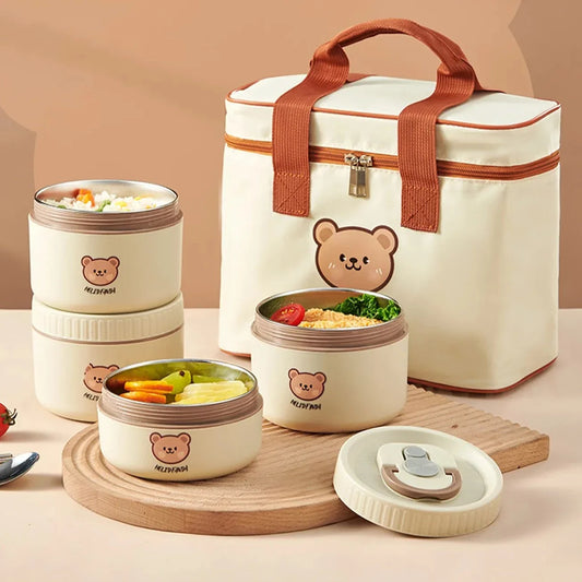 Bear & Bliss – Kawaii Bento Box Set with Thermal Tote