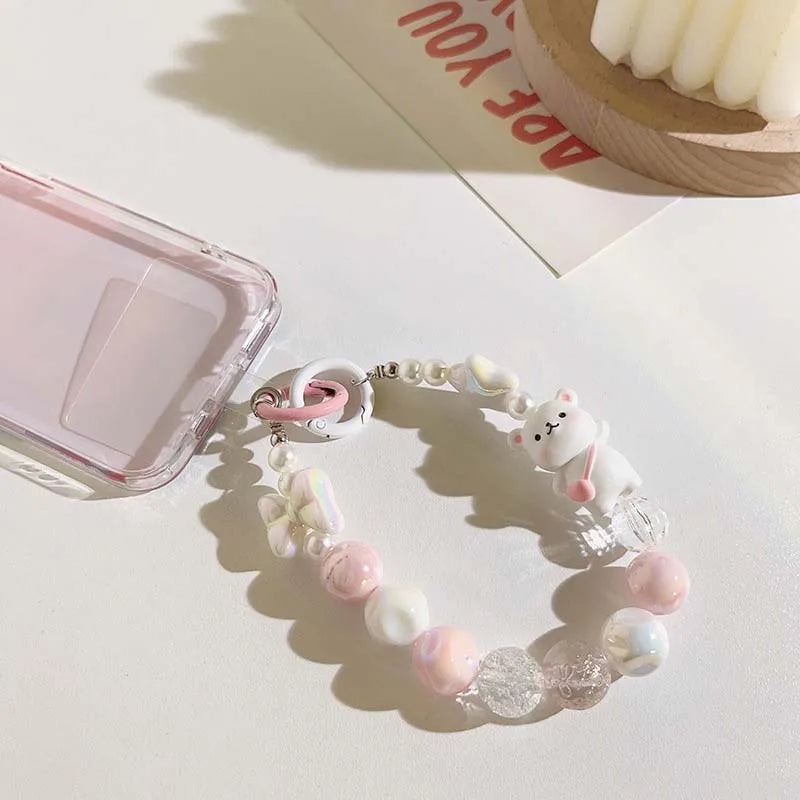 Sweet Pastel Bear Charm Wrist & Phone Strap