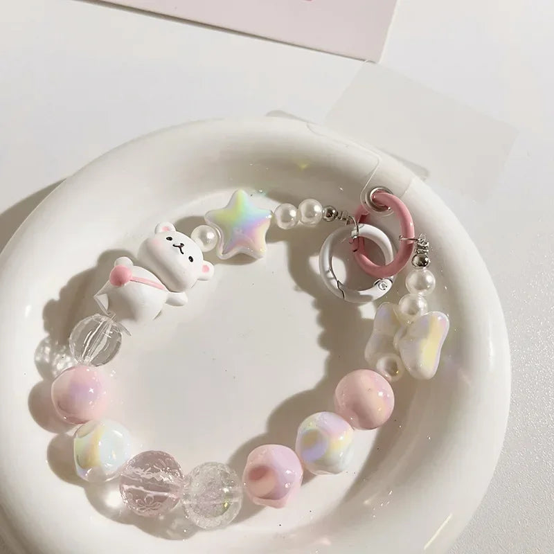 Sweet Pastel Bear Charm Wrist & Phone Strap