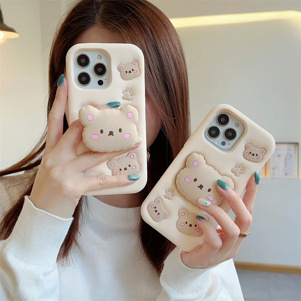 SnuggleBear Pop Case – Puffy Bear Charm for iPhone