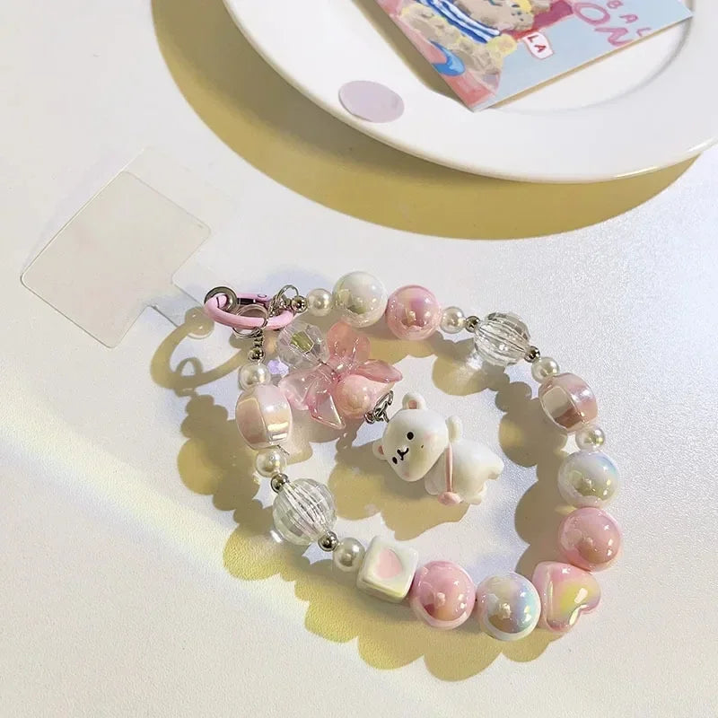 Sweet Pastel Bear Charm Wrist & Phone Strap