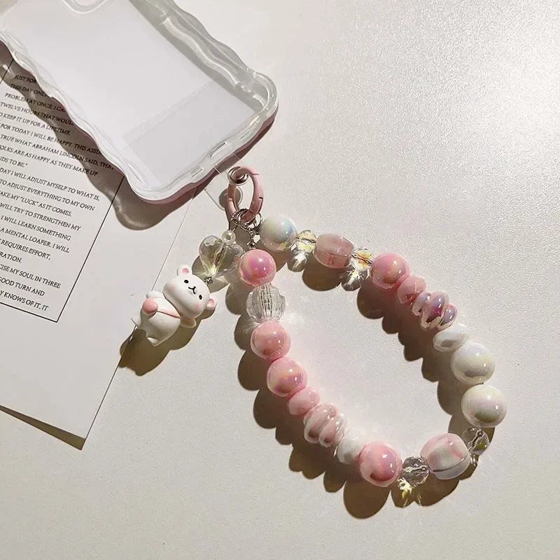 Sweet Pastel Bear Charm Wrist & Phone Strap
