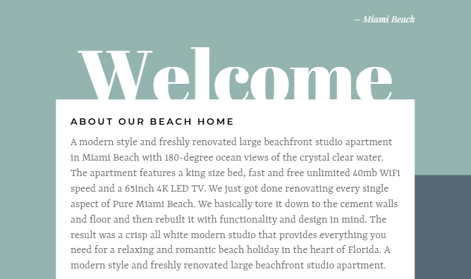 Modern Vacation Home Welcome Template | Miami Beach Rental Guide PDF