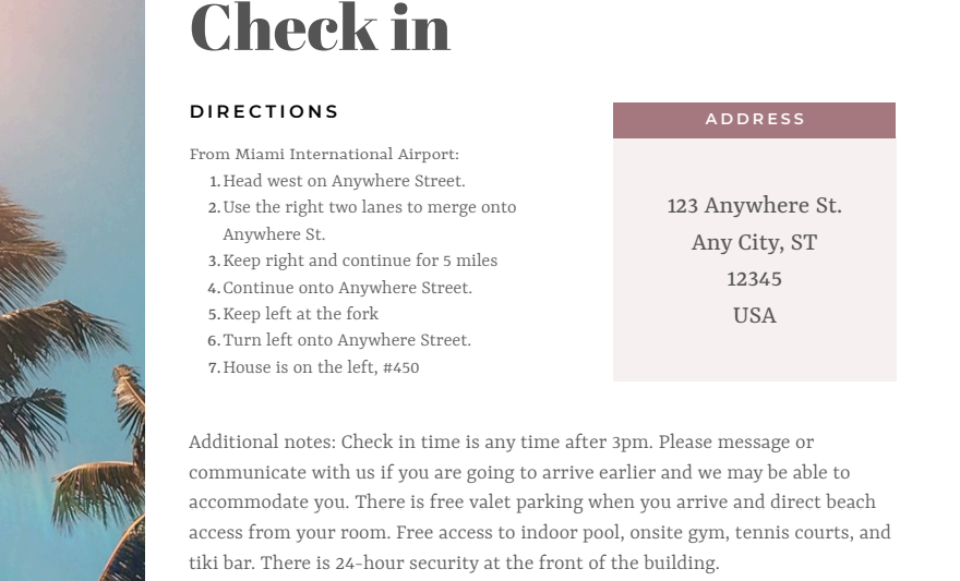 Modern Vacation Home Welcome Template | Miami Beach Rental Guide PDF